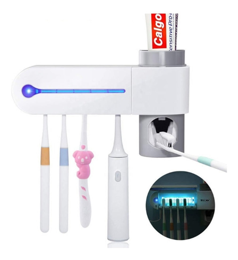 Esterilizador de cepillo de dientes UV Dispensador de pasta de dientes  Soporte de cepillo de dientes montado en la pared MFZFUKR LN-0378